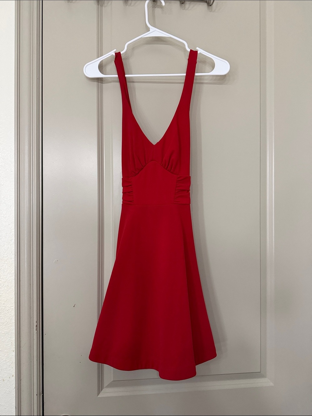 Red V-Neck Sleeveless Mini Dress